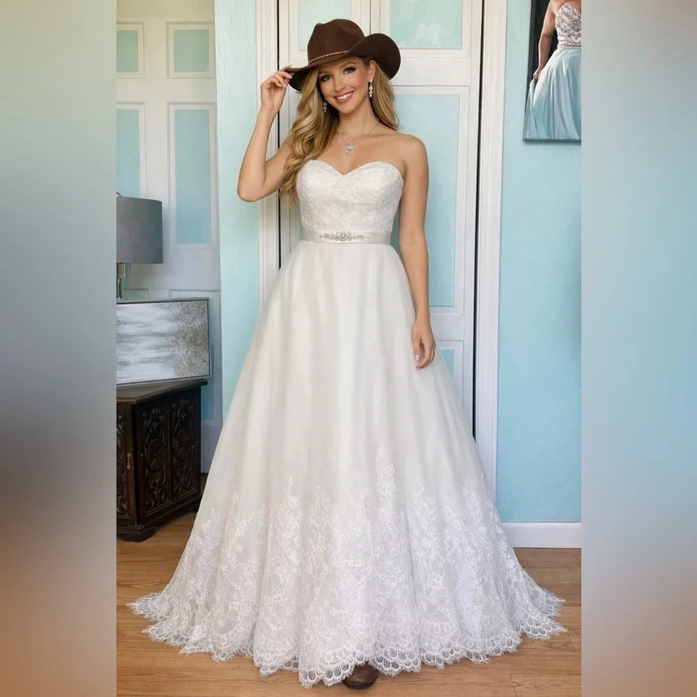 Private Label By G Dresses | Size 12 14 Ivory A-Line Wedding Dress Ball Gown Lace Tulle Ella Rosa Nwt | Color: Cream/White | Size: 14 | Ddbridal's Private Label By G Dresses | Size 12 14 Ivory A-Line Wedding Dress Ball Gown Lace Tulle Ella Rosa Nwt | Color: Cream/White | Size: 14 | Ddbridal's